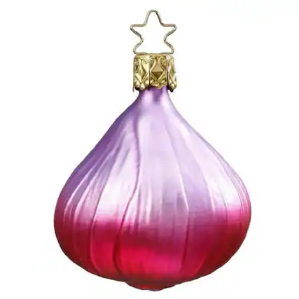 Front. Inge Glas - Inge Glas Red Onion Bulb Vegetable German Glass Christmas Tree Ornament FREE BOX - Red.