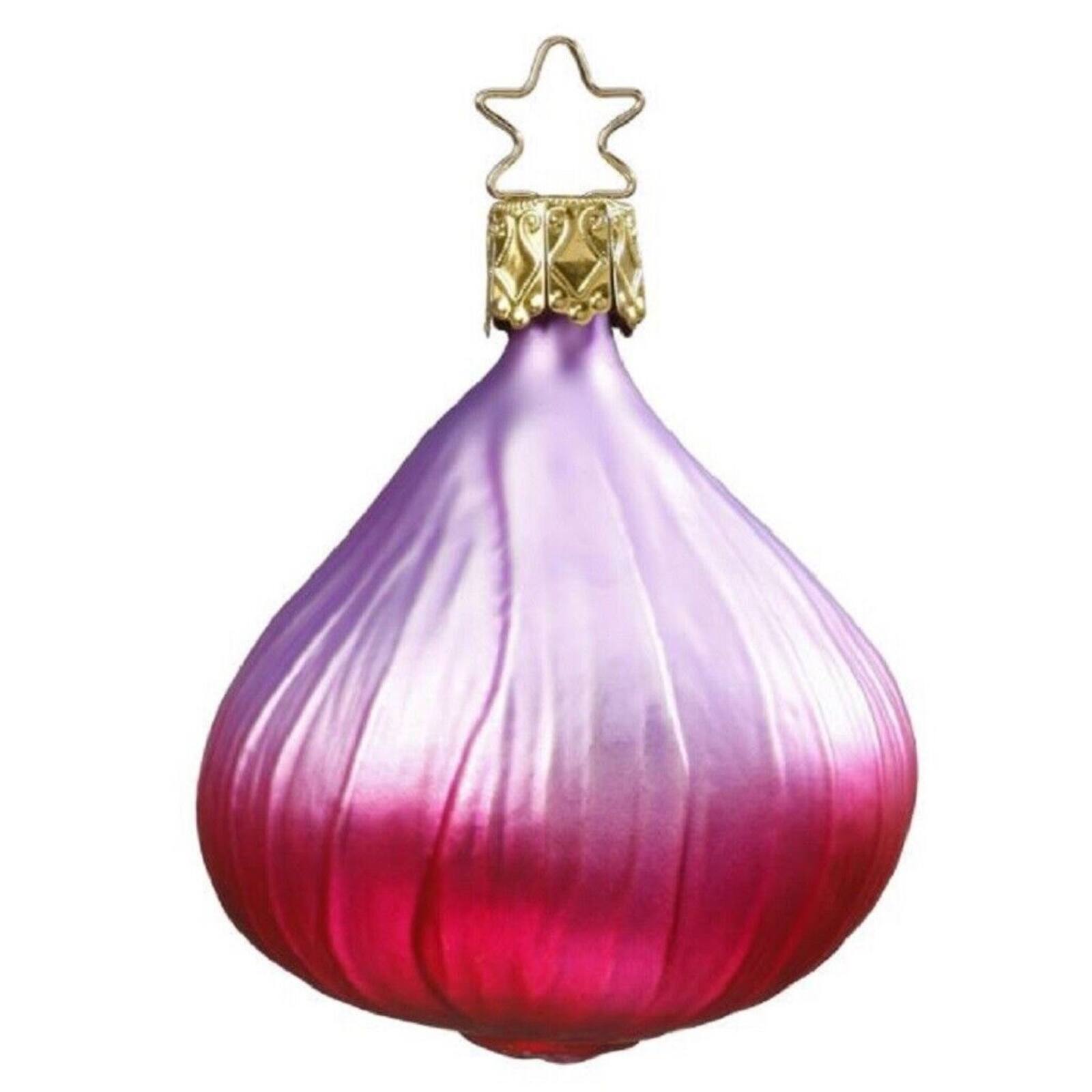 Front. Inge Glas - Inge Glas Red Onion Bulb Vegetable German Glass Christmas Tree Ornament FREE BOX - Red.