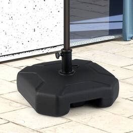 Gymax - Fillable Patio Umbrella Base Outdoor Market Umbrella Stand w/ Handle for Yard - Black