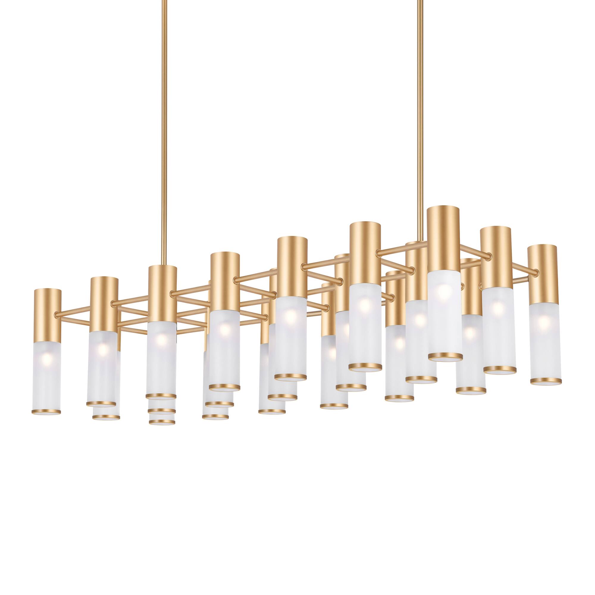 Angle. CWI Lighting - Pipes 21 Light Island/Pool Table Chandelier With Sun Gold Finish - Sun Gold.