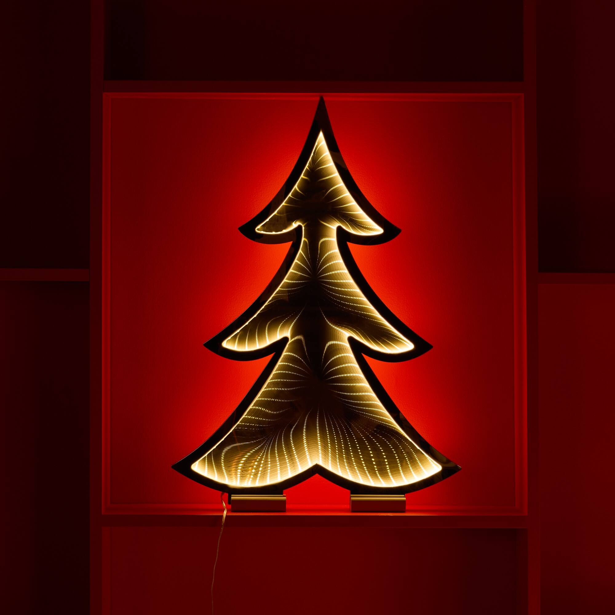 Back. BreeBe - Pine Tree Outline Ekko Light Display 24.5"H - White.