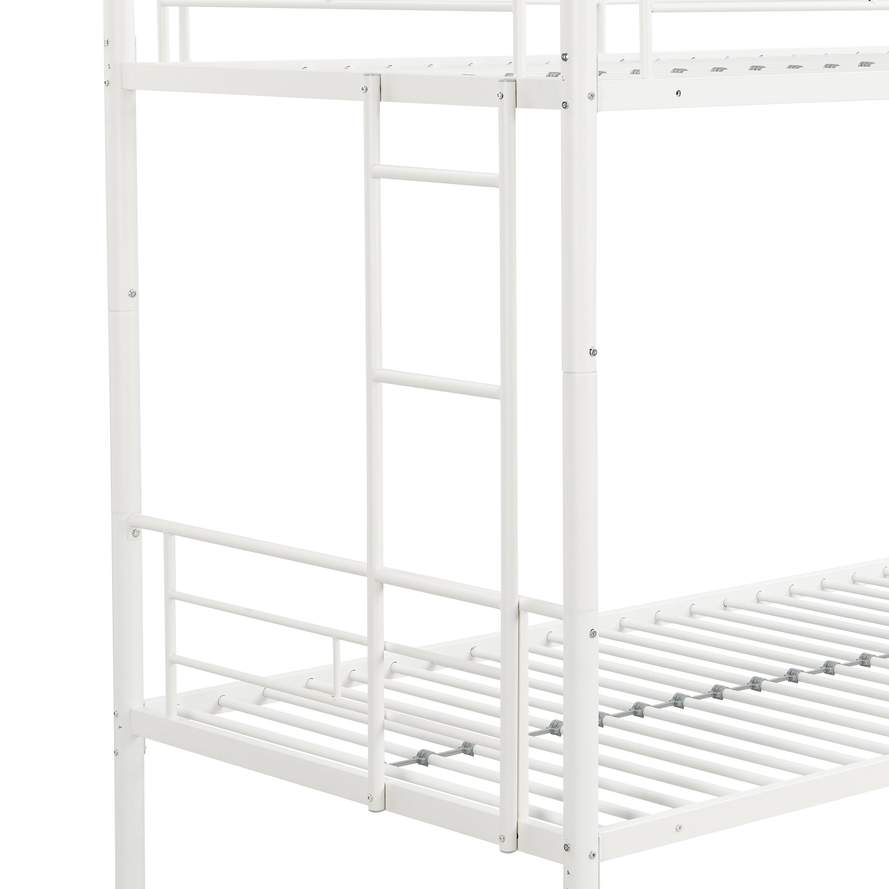 Alt View 2. Boyel Living - Metal Bunk Bed with Trundle, Twin Over Twin, White – No Box Spring Needed, Easy Assembly - White.
