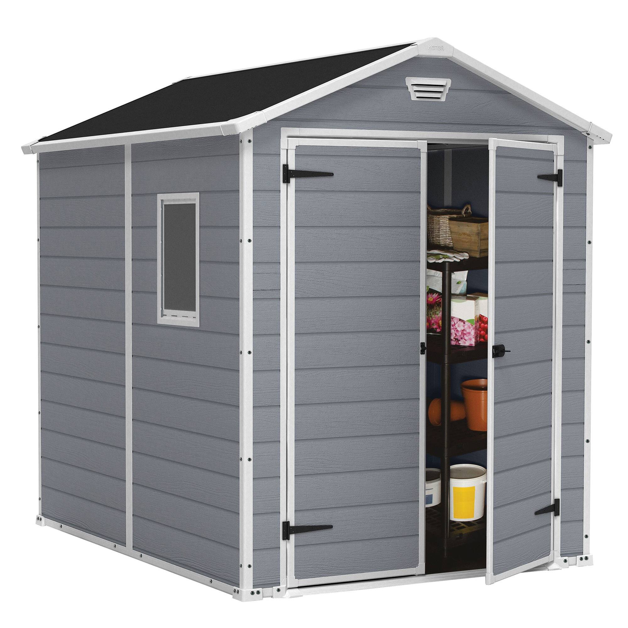 Alt View 5. Keter - Keter 213413 Manor 6 X 8 Foot Resin All Weather Outdoor Tool Storage Shed, Grey - Grey.