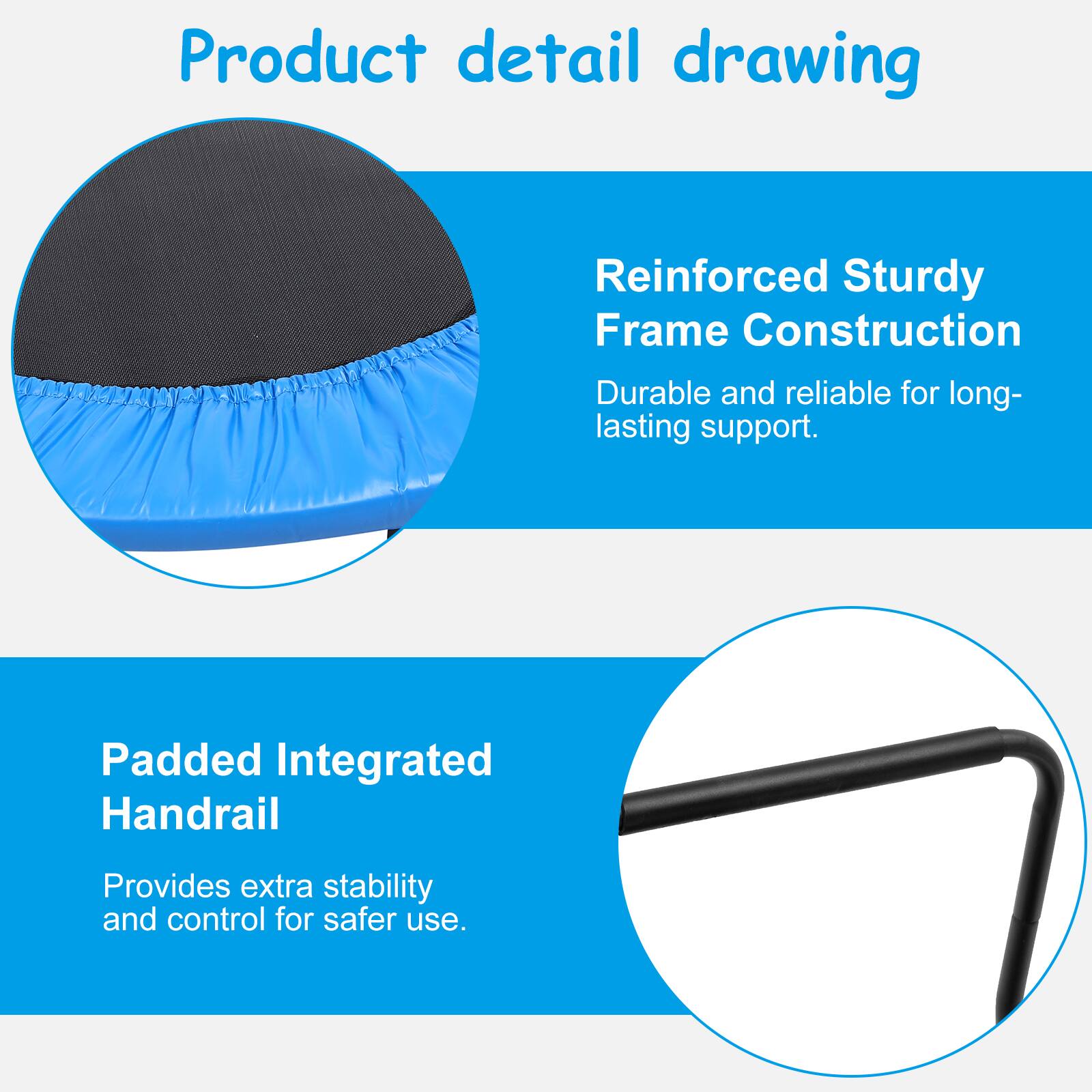 Product detail drawing

Reinforced Sturdy Frame Construction  
Durable and reliable for long-lasting support.

Padded Integrated Handrail  
Provides extra stability and control for safer use.
