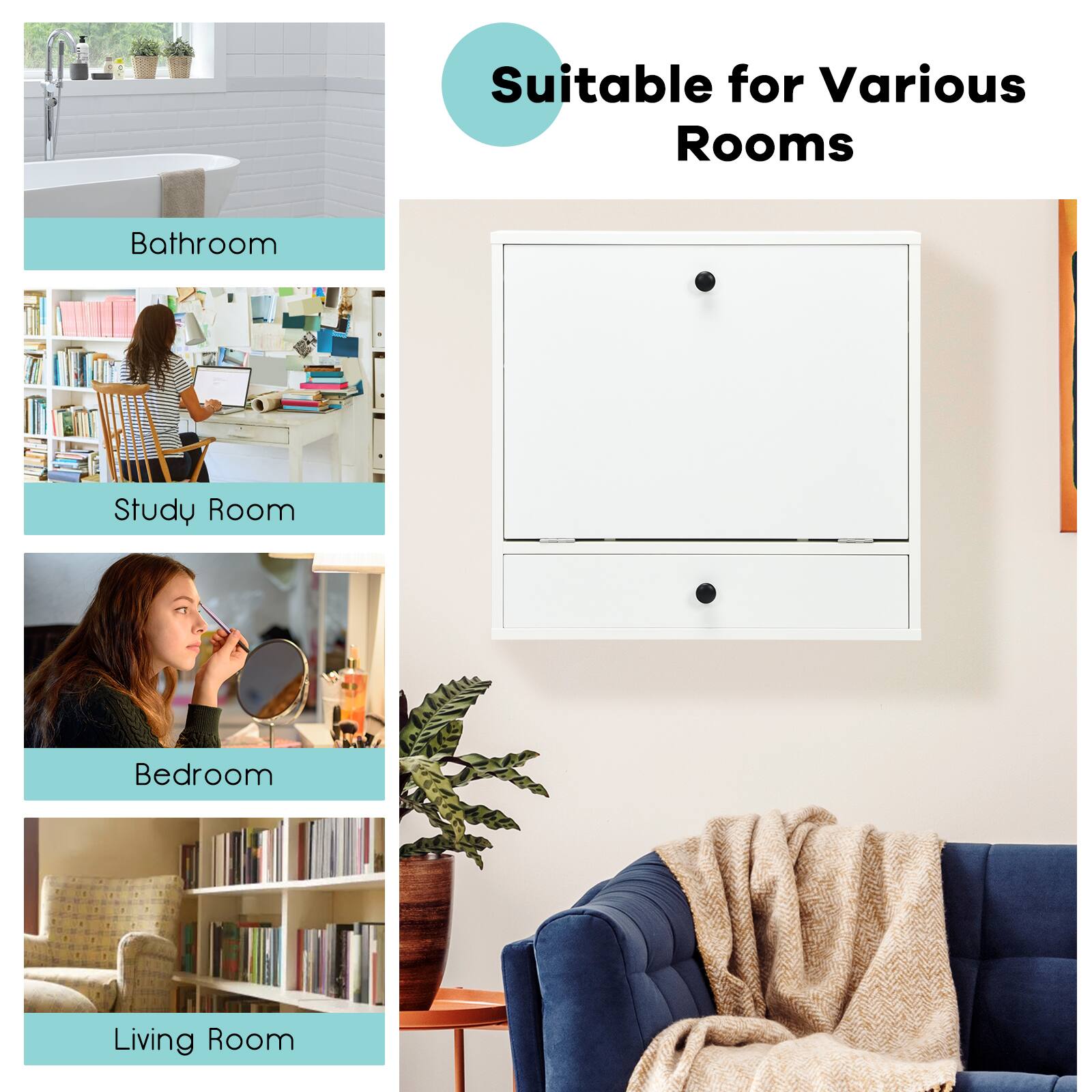 Suitable for Various Rooms: Bathroom, Study Room, Bedroom, Living Room.