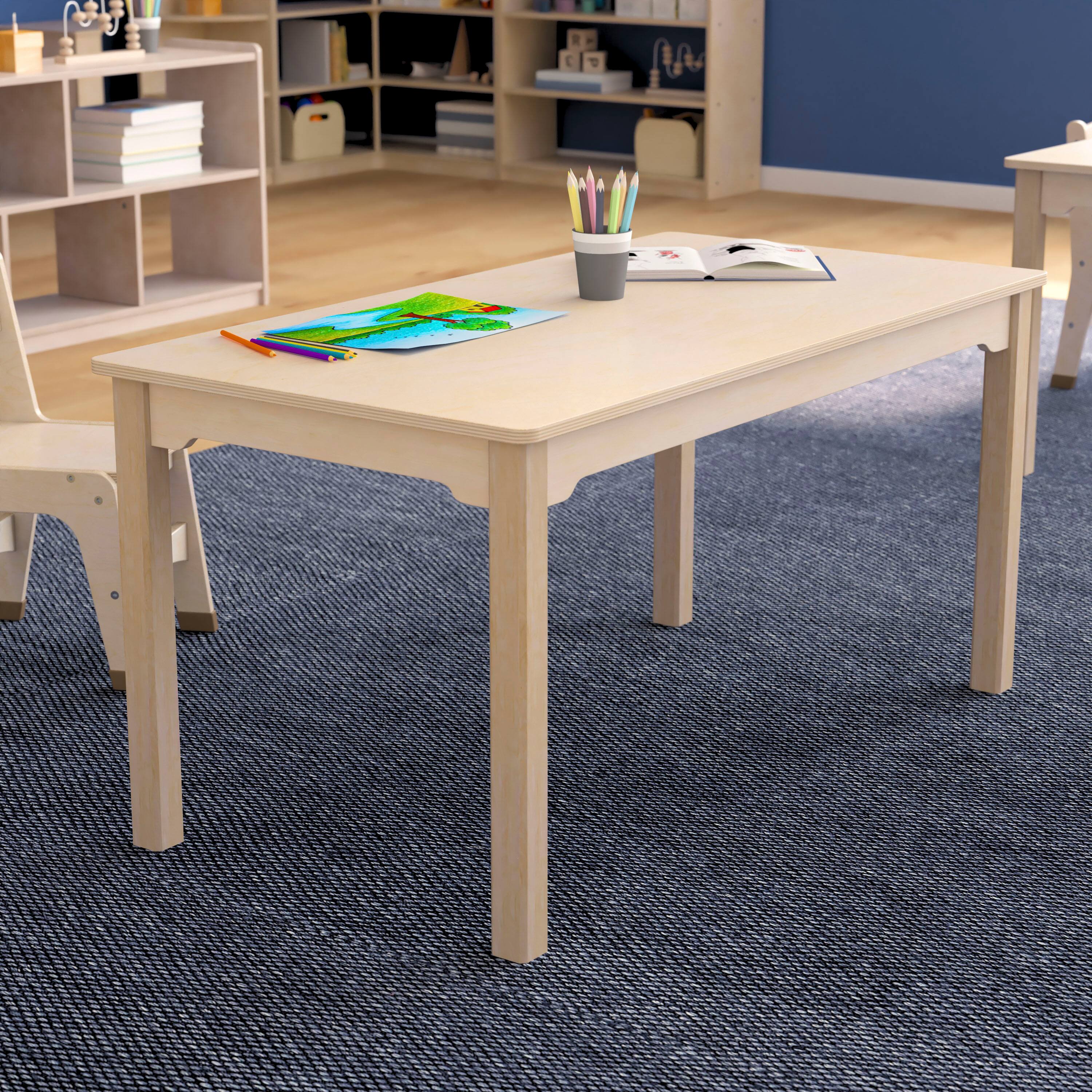 Alt View 1. Flash Furniture - Bright Beginnings Commercial Grade Wooden Rectangular Preschool Classroom Activity Table, (23.5"W x 47.25"D x 21.25"H), - Natural.