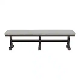 Picket House Furnishings - Johnshaven Dining Bench with Light Grey Fabric - Espresso