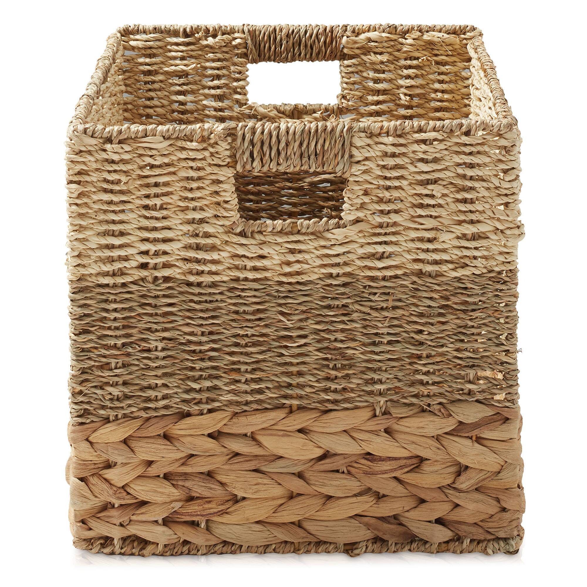 Alt View 3. Casafield - 12 x 12-in Water Hyacinth Storage Baskets - 6 Pack - Natural, Mixed Weave.
