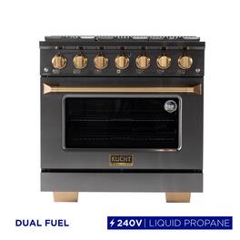 Kucht - Gemstone 36" Dual Fuel Range for Propane Gas, Sealed Burners & Convection Oven – Gemstone Finish - Gemstone