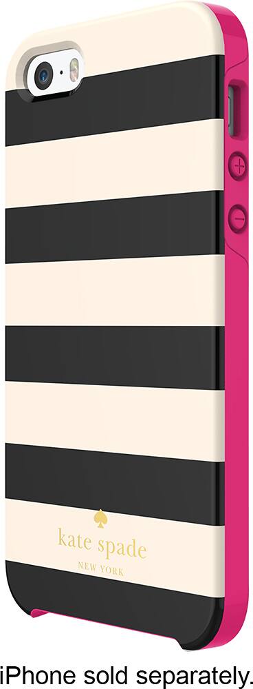 Front. kate spade new york - Candy Stripe Hybrid Hard Shell Case for Apple® iPhone® SE, 5s and 5 - Cream/Black.