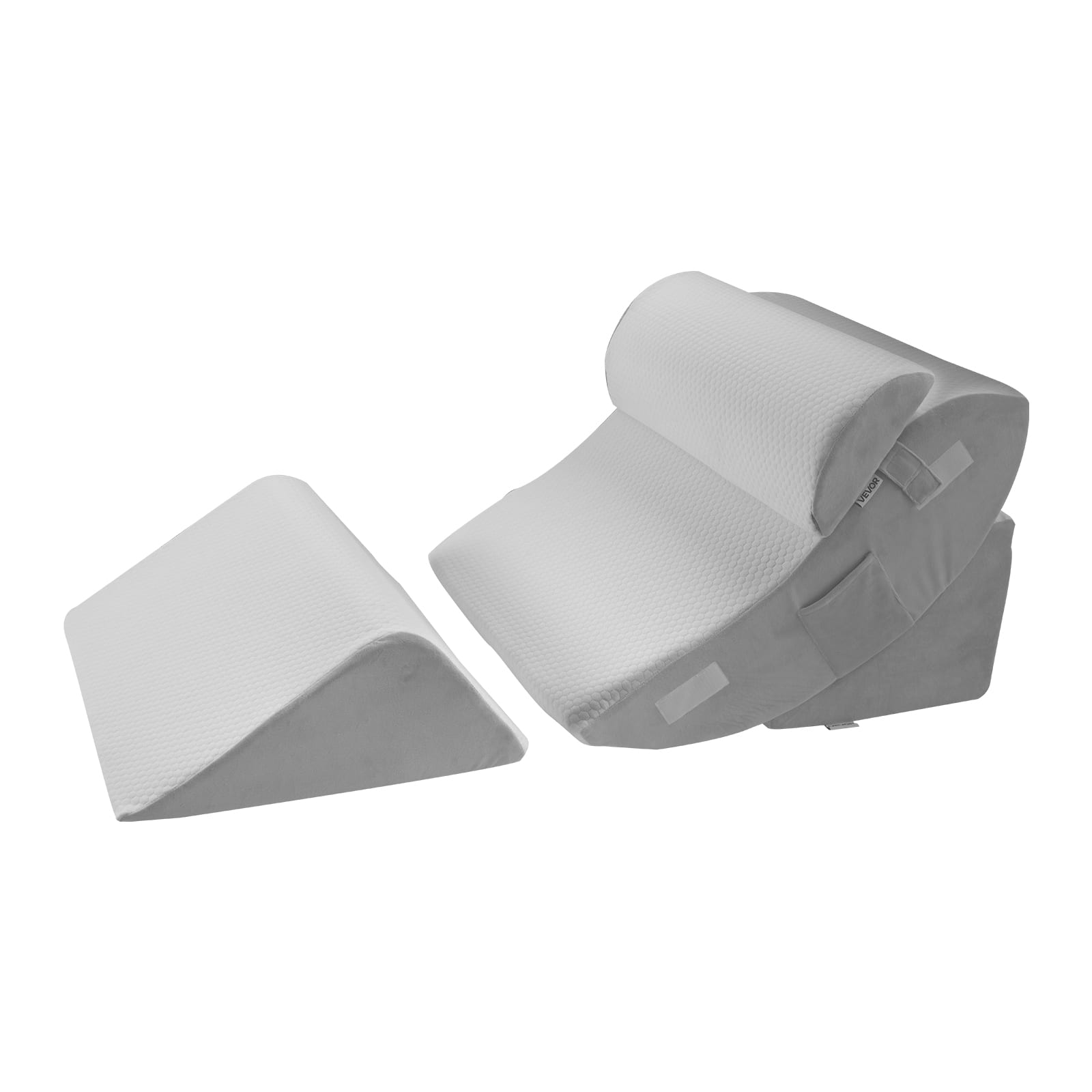 Front. VEVOR - Wedge Pillow for Sleeping, 4 Pcs Adjustable Orthopedic Bed Wedge Set, Support Leg Neck Shoulder, Post Surgery Pillow - White+Gray.