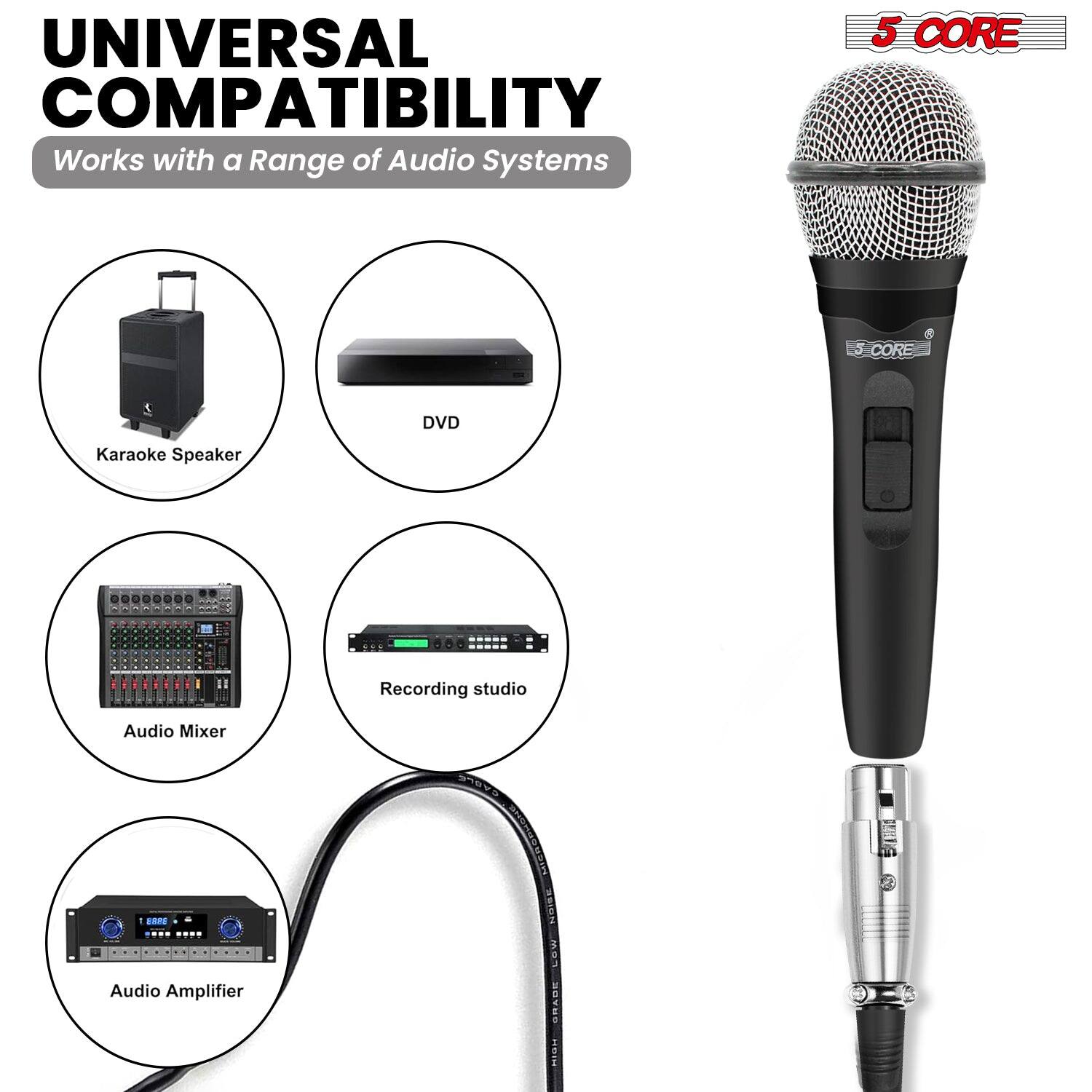 UNIVERSAL COMPATIBILITY Works with a Range of Audio Systems

- Karaoke Speaker
- DVD
- Audio Mixer
- Recording Studio
- Audio Amplifier