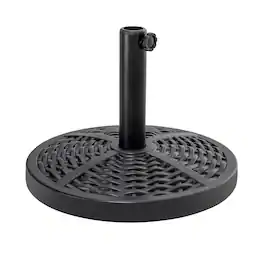 Nuu Garden - Outdoor 26 lb. 18'' Round Patio Umbrella Base, Polyethylene and Concrete - Black