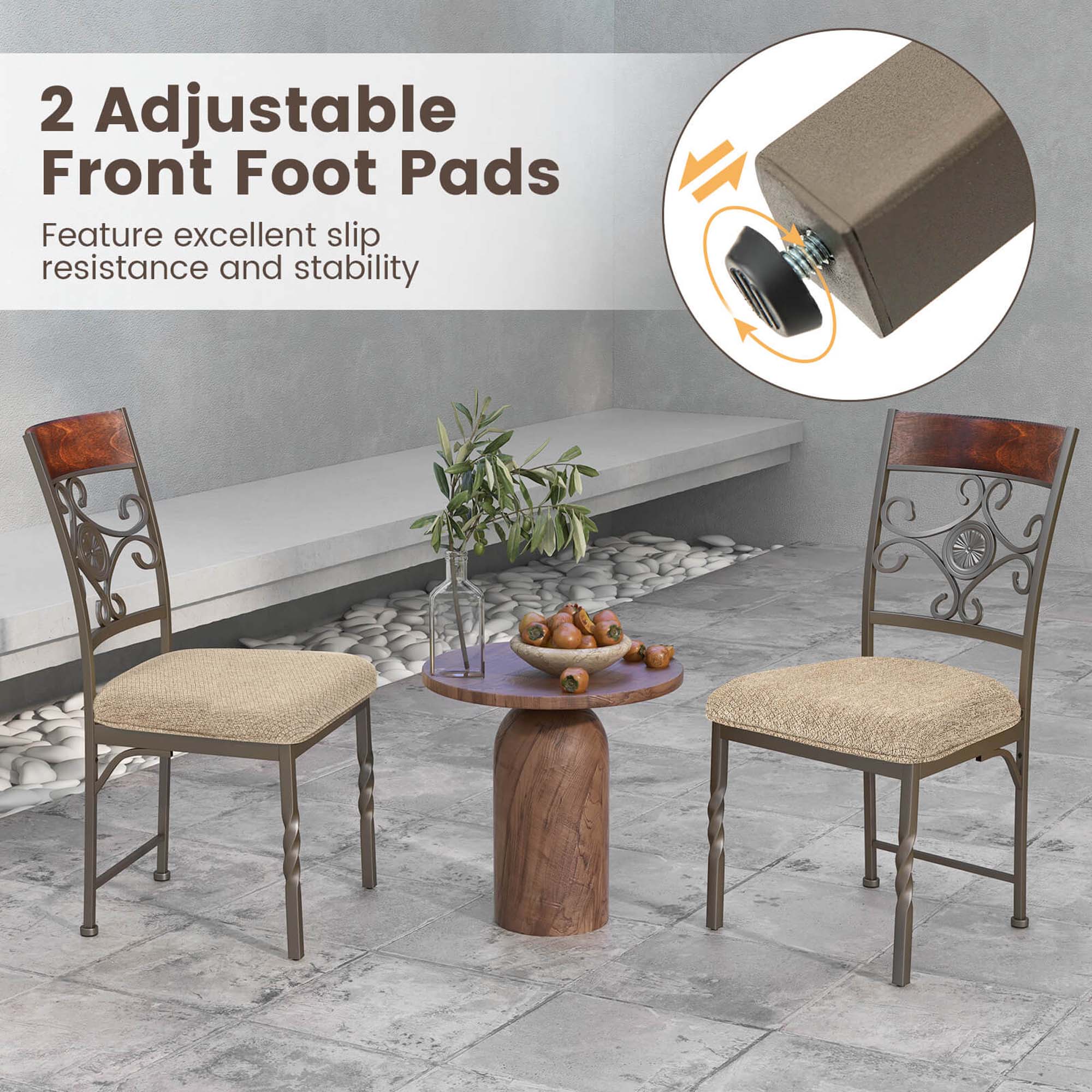 2 Adjustable Front Foot Pads  
Feature excellent slip resistance and stability