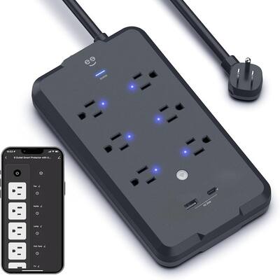 6 Plug RTMB Six outlets and two USB ports on a 6 foot smart plug power strip 6 ...