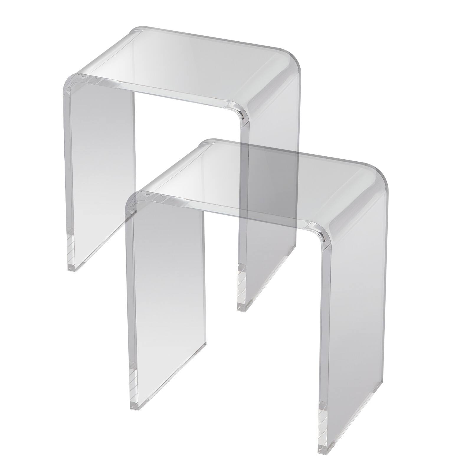Alt View 5. VEVOR - Acrylic End Table, 2pcs C-Shaped Lucite Side Tables, Clear Acrylic Side Table for Drink, Food, Snack used in Living Room - Transparent color.