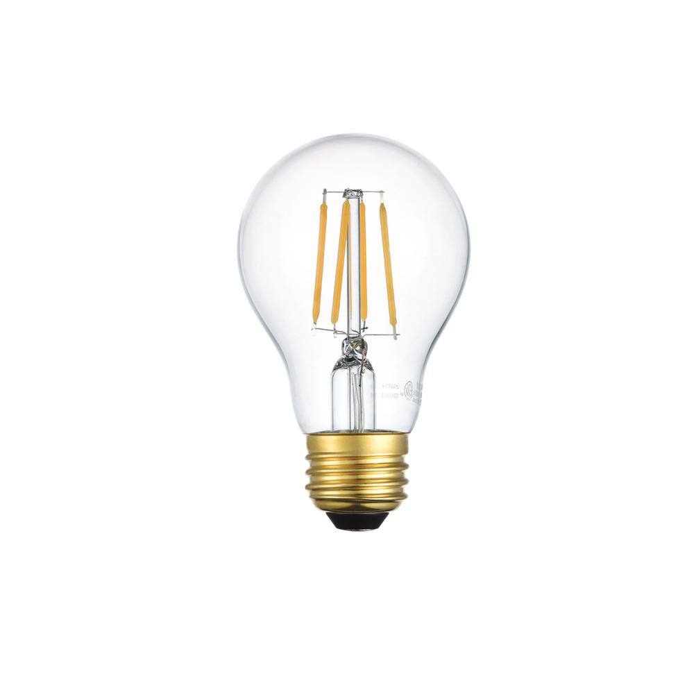 Front. Elitco Lighting - LED 3000K nostalgic filament 6 watts 600 lumens A19 light bulb - Clear Glass.