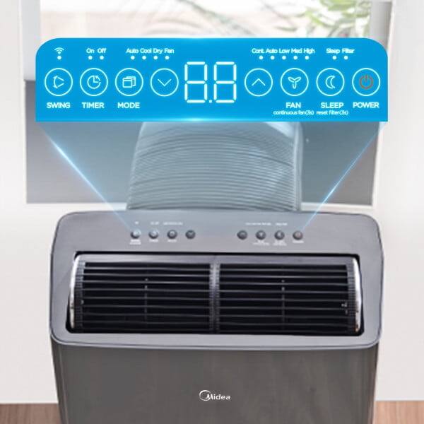 Sure, here is the corrected and grouped text:

- On/Off
- Auto Cool Dry Fan
- Cort Auto Low Med High
- Sleep Filter
- SWING
- TIMER
- MODE
- FAN
- SLEEP
- POWER
- continuous fanChio
- reset filter
- CS0
- Midea
