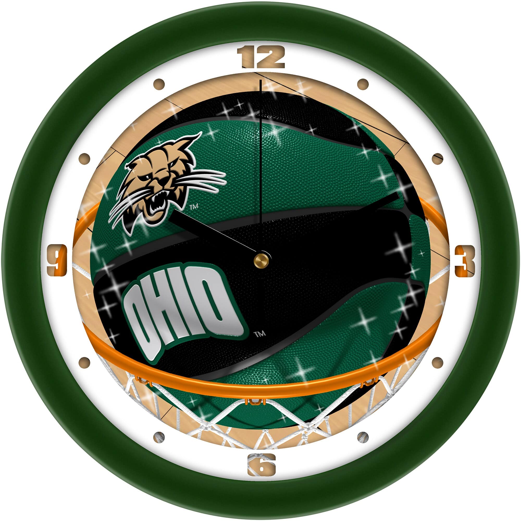 MpDirect - Ohio Bobcats 11.5" Suntime Slam Dunk Wall Clock - Multicolor