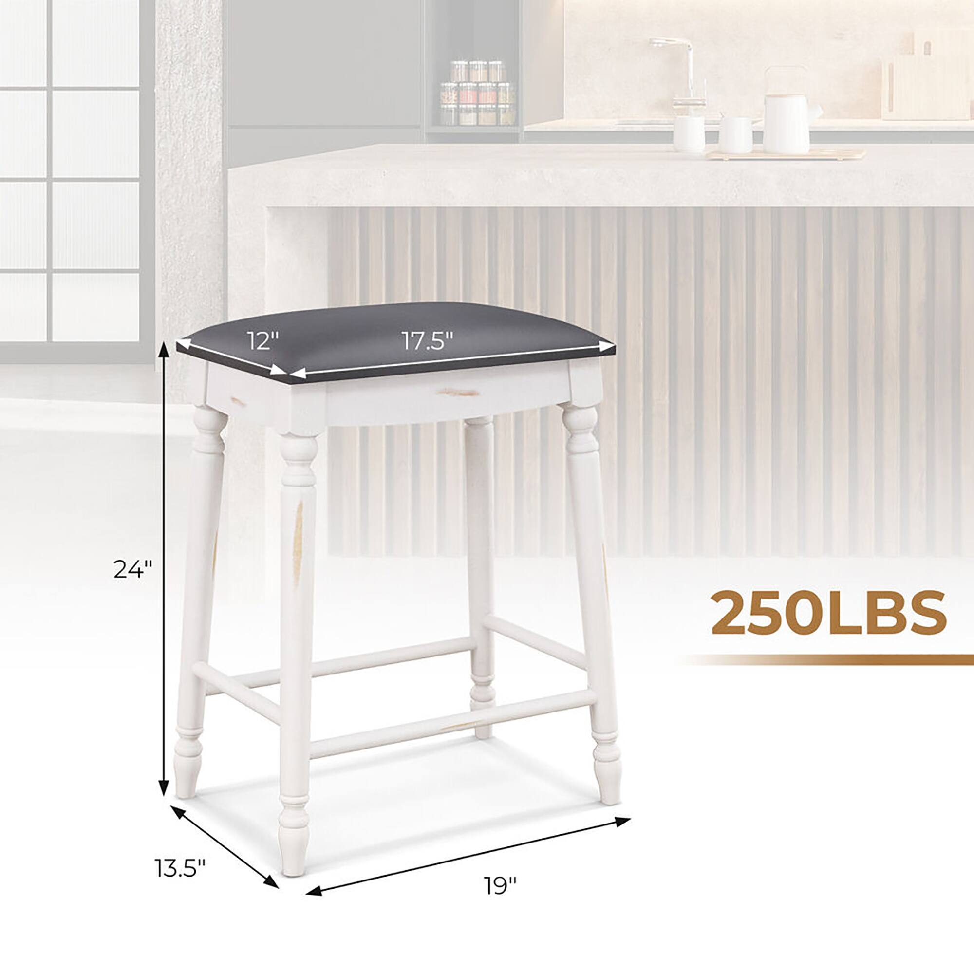 12", 17.5", 24", 13.5", 19", 250LBS