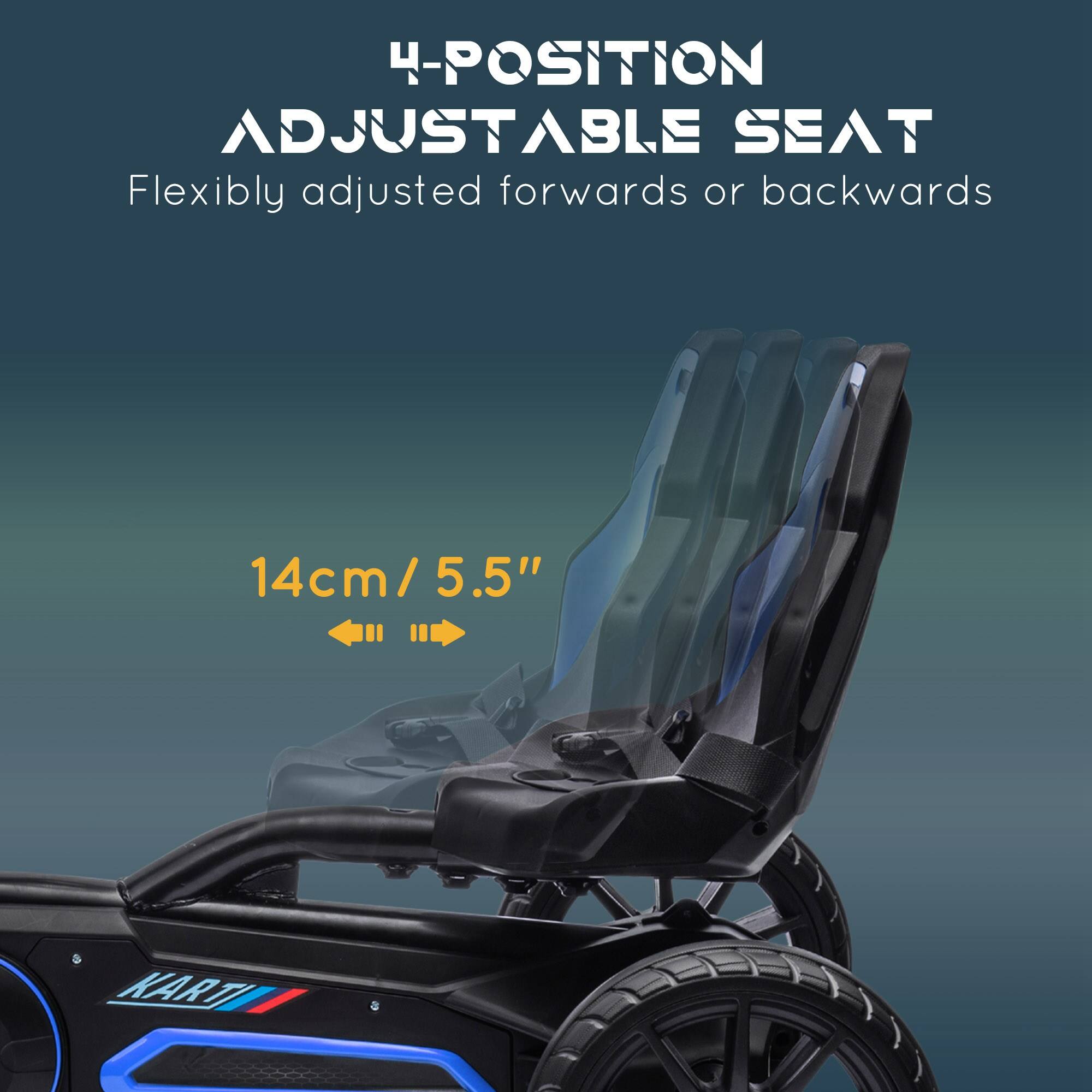 4-POSITION ADJUSTABLE SEAT  
Flexibly adjusted forwards or backwards  

14cm / 5.5"