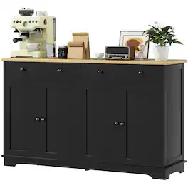 Homcom - Sideboard, Buffet Cabinet with Storage Drawers, Adjustable Shelves for Living Room, Dining Room - Black