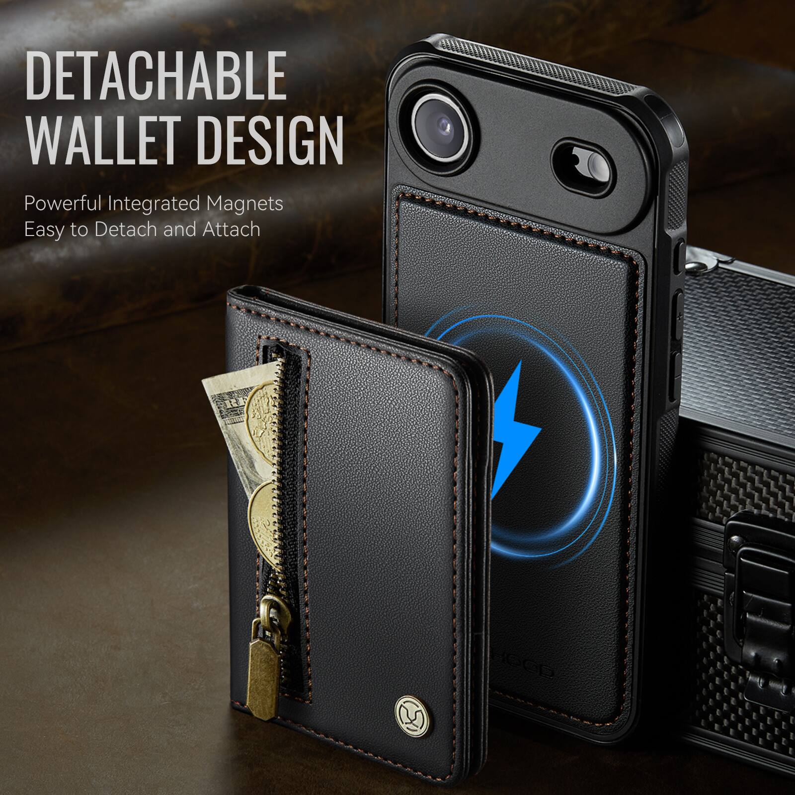 DETACHABLE WALLET DESIGN  
Powerful Integrated Magnets  
Easy to Detach and Attach