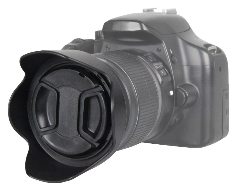 Bower - Pro Series Tulip Lens Hood and Lens Cap for Most 72mm Lenses - Black