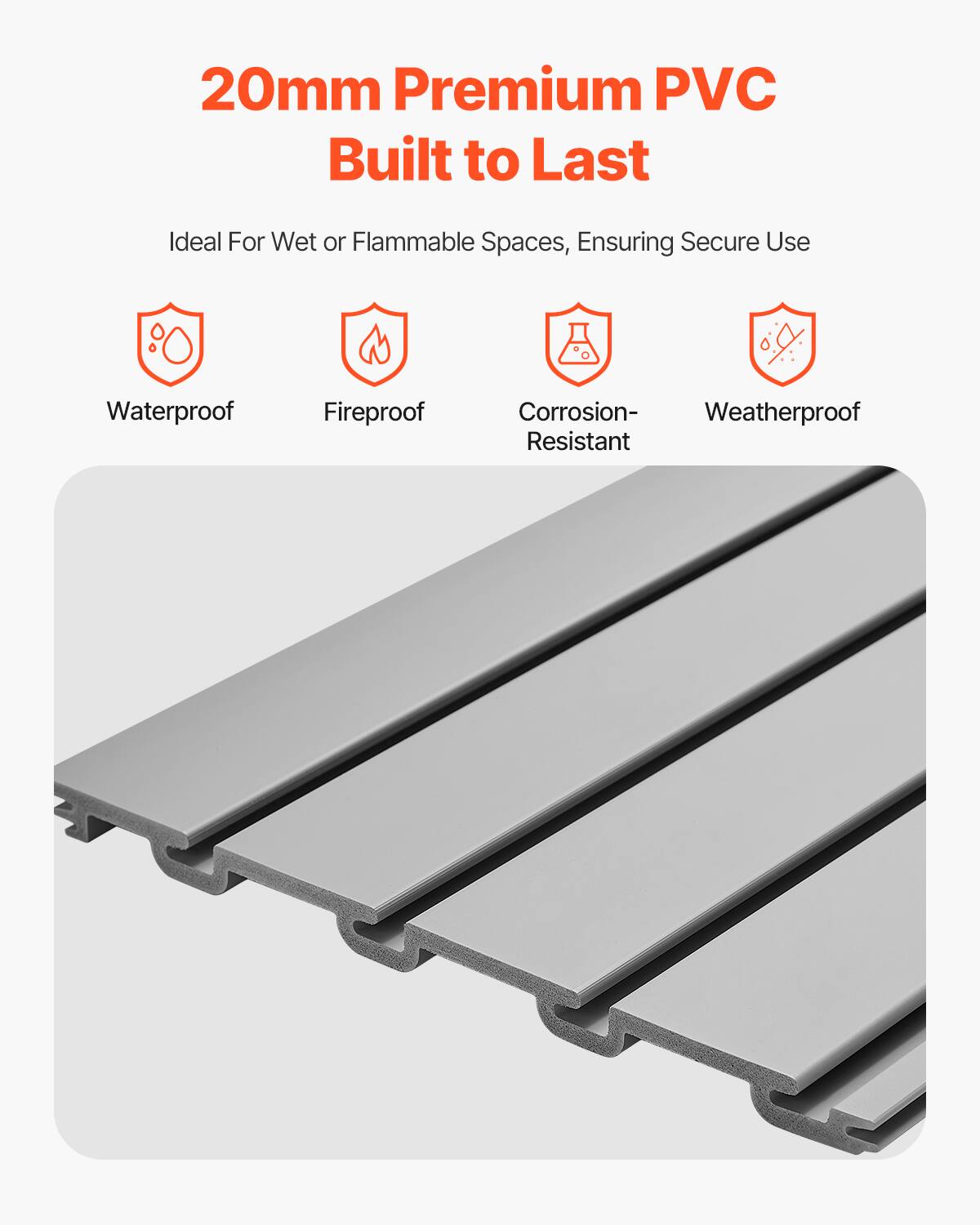 20mm Premium PVC  
Built to Last  

Ideal For Wet or Flammable Spaces, Ensuring Secure Use  

Waterproof  
Fireproof  
Corrosion-Resistant  
Weatherproof