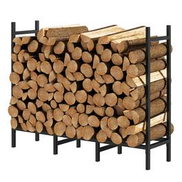 Oumilen - 4ft Heavy Duty Firewood Rack with 8 Support Legs, Rustproof for Indoor/Outdoor Use - Black