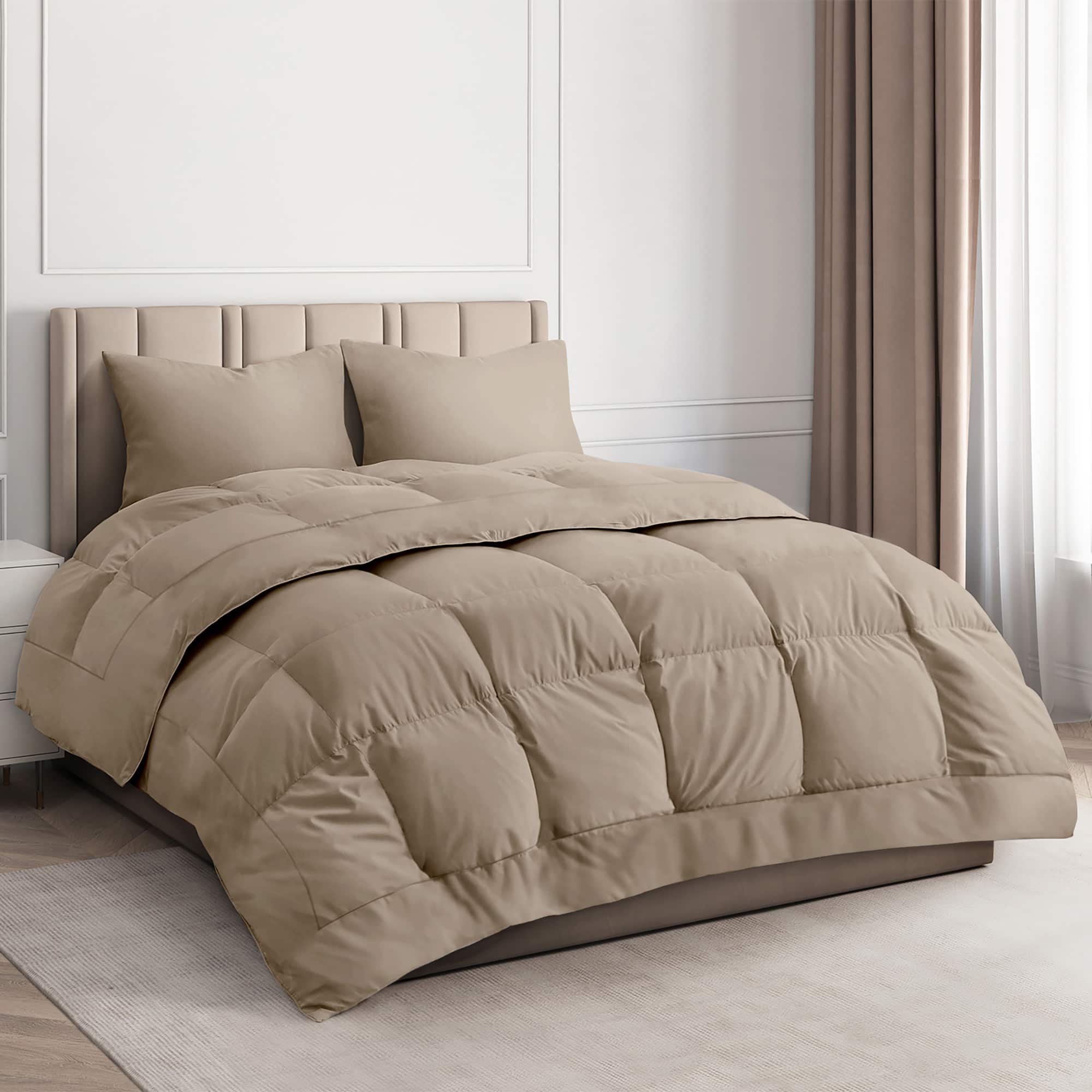 Front. CGK Linens - Premium All-Season Down Alternative Comforter - Fluffy Oversized Duvet Insert - King - Cream.
