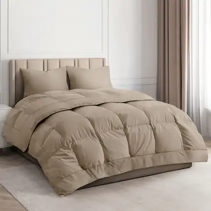 Front. CGK Linens - Premium All-Season Down Alternative Comforter - Fluffy Oversized Duvet Insert - Queen - Cream.
