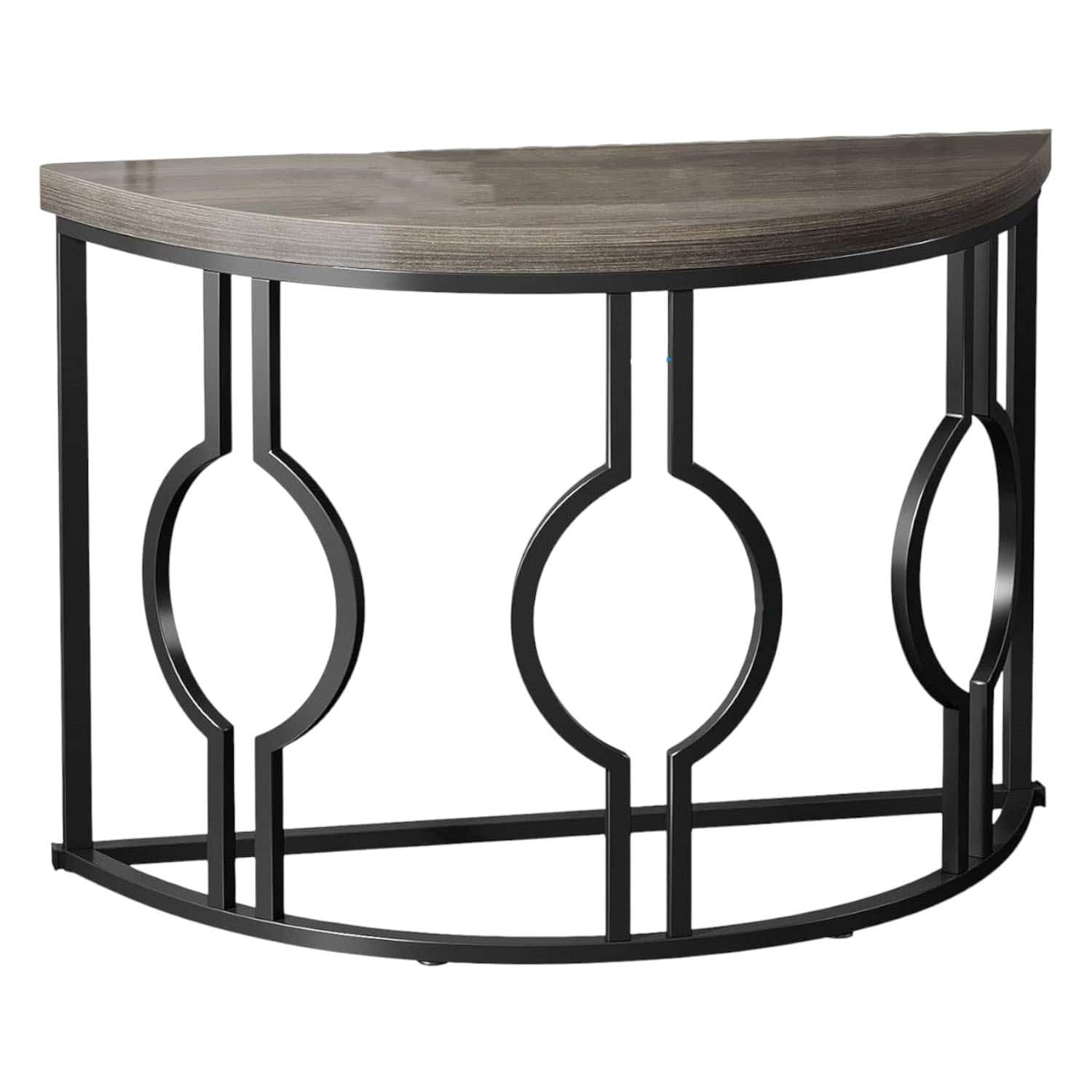 SlickBlue - Modern Half-Moon Accent Sofa Table with Wood Top and Sturdy Frame - Gray