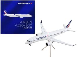 GeminiJets - Airbus A220-300 Commercial Aircraft Air France Gemini 200 Series 1/200 Diecast Model Airplane - White with Striped Tail