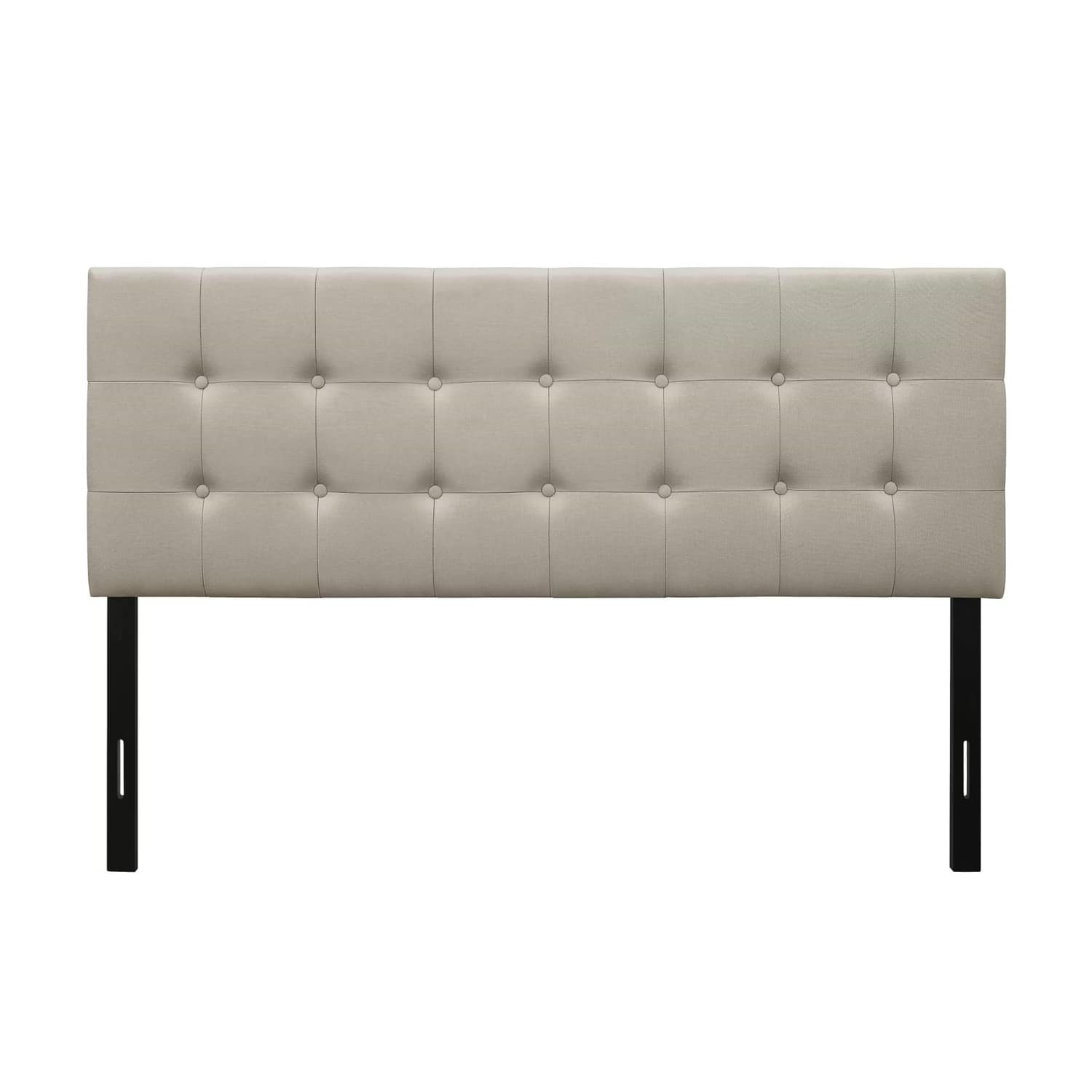 Hivvago - Full size Button-Tufted Headboard in Light Grey Taupe Beige Upholstered Fabric - Beige , Light Grey, Taupe