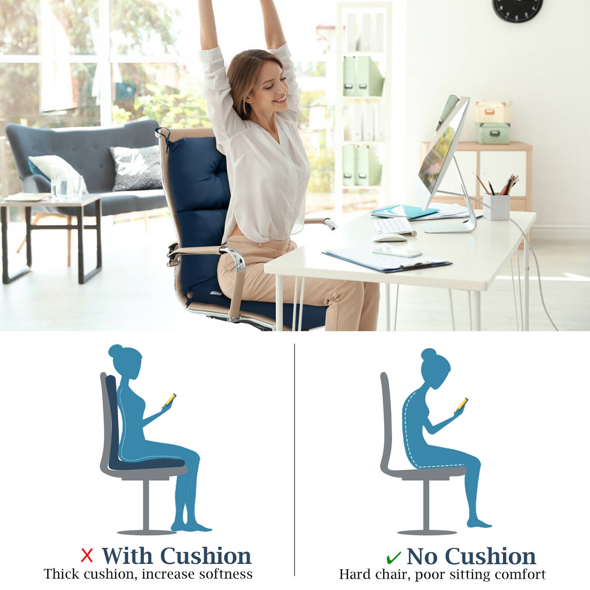 - With Cushion  
  Thick cushion, increase softness  

- No Cushion  
  Hard chair, poor sitting comfort
