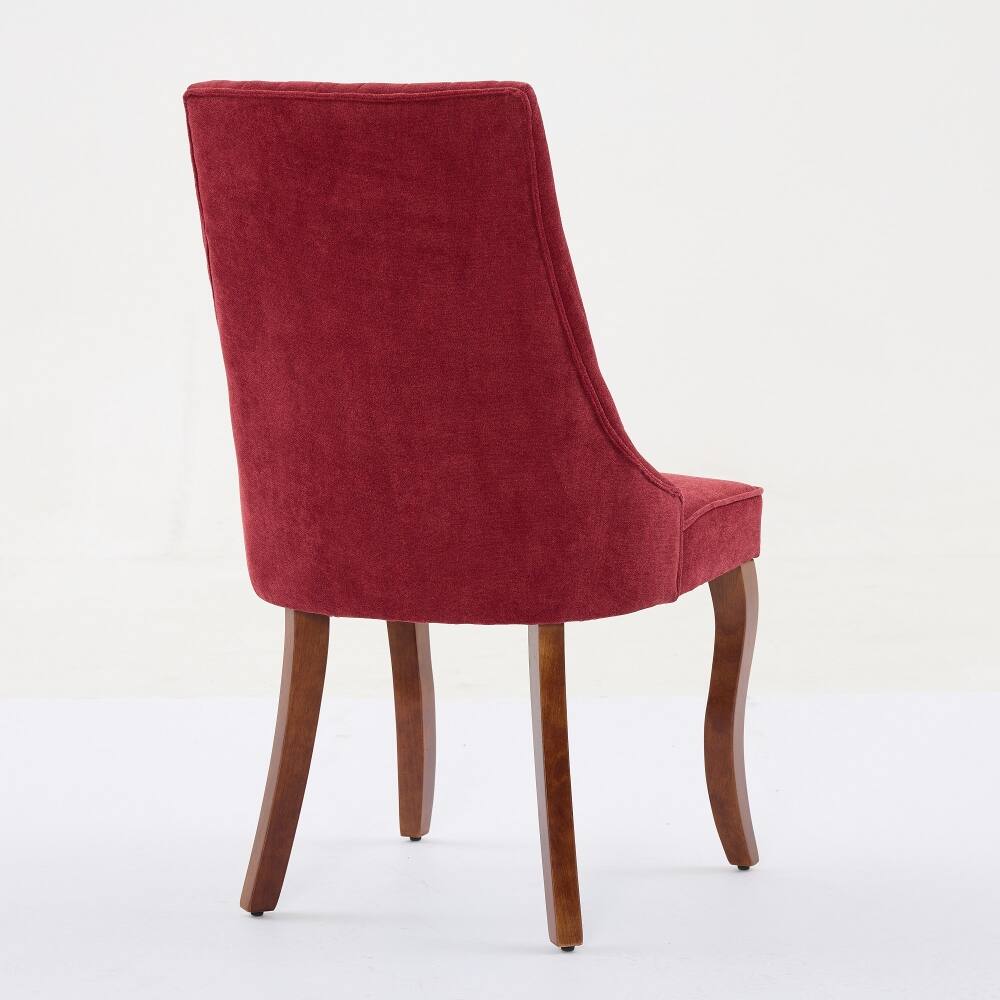 Alt View 2. Loheer - Loheer Wine Red Dining Chairs Set of 2 High Back Upholstered Accent Chair with Solid Wood Legs - Wine Red.