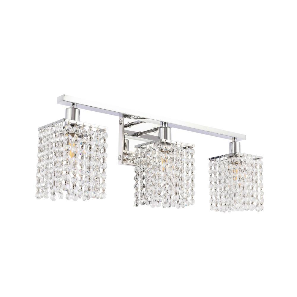 Alt View 5. Living District - Phineas 3 light Chrome and Clear Crystals wall sconce - Chrome And Clear Crystals.