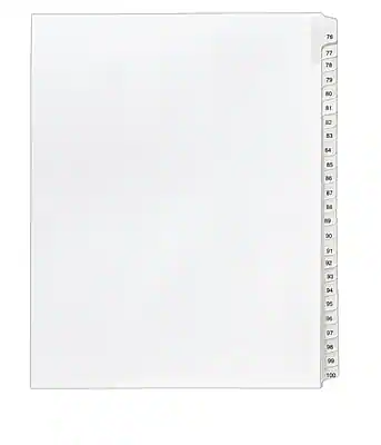 Front. Avery - Legal Pre-Printed Paper Divider Collated Set, 76-100 Tabs, White, Allstate Style, Letter Size (01704) - White.