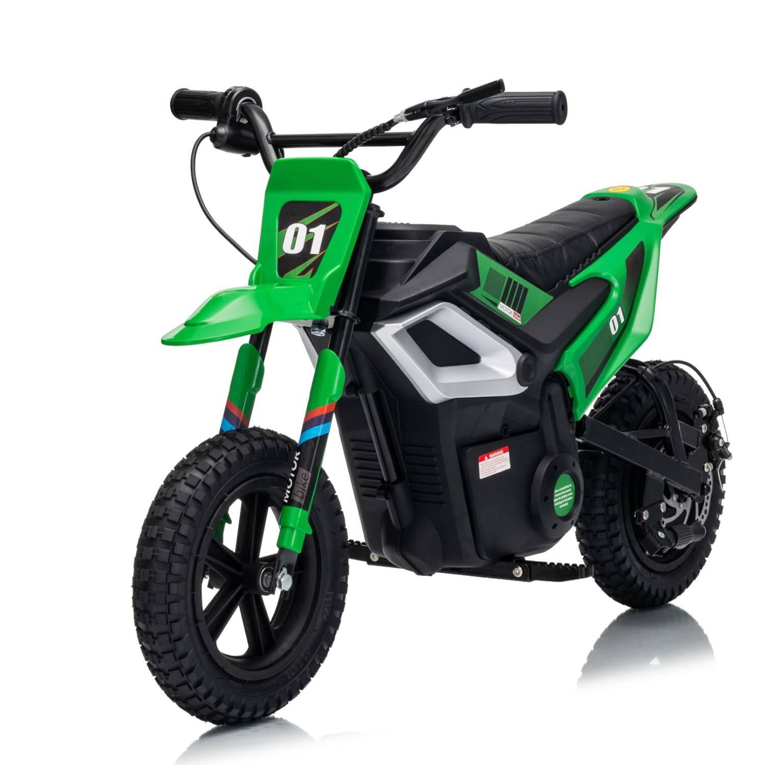 GARVEE - 24V Kids Dirt Bike, Ride-On Off-Road Motorcycle with Rear Wheel Suspension, Twist Grip Throttle, 350W Motor, 13.67MPH - Green