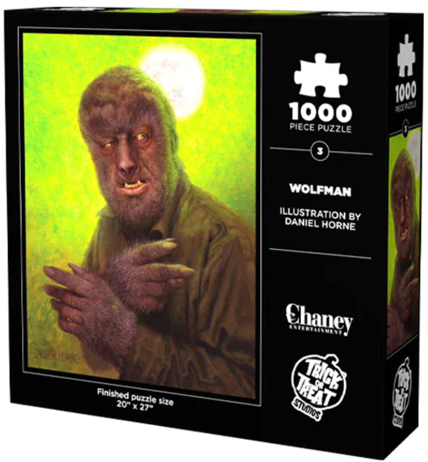 1000 PIECE PUZZLE

WOLFMAN ILLUSTRATION BY DANIEL HORNE

Finished puzzle size 20" X 27"

Chaney ENTERTAINMENT TRICK OF TREAT STUDIOS