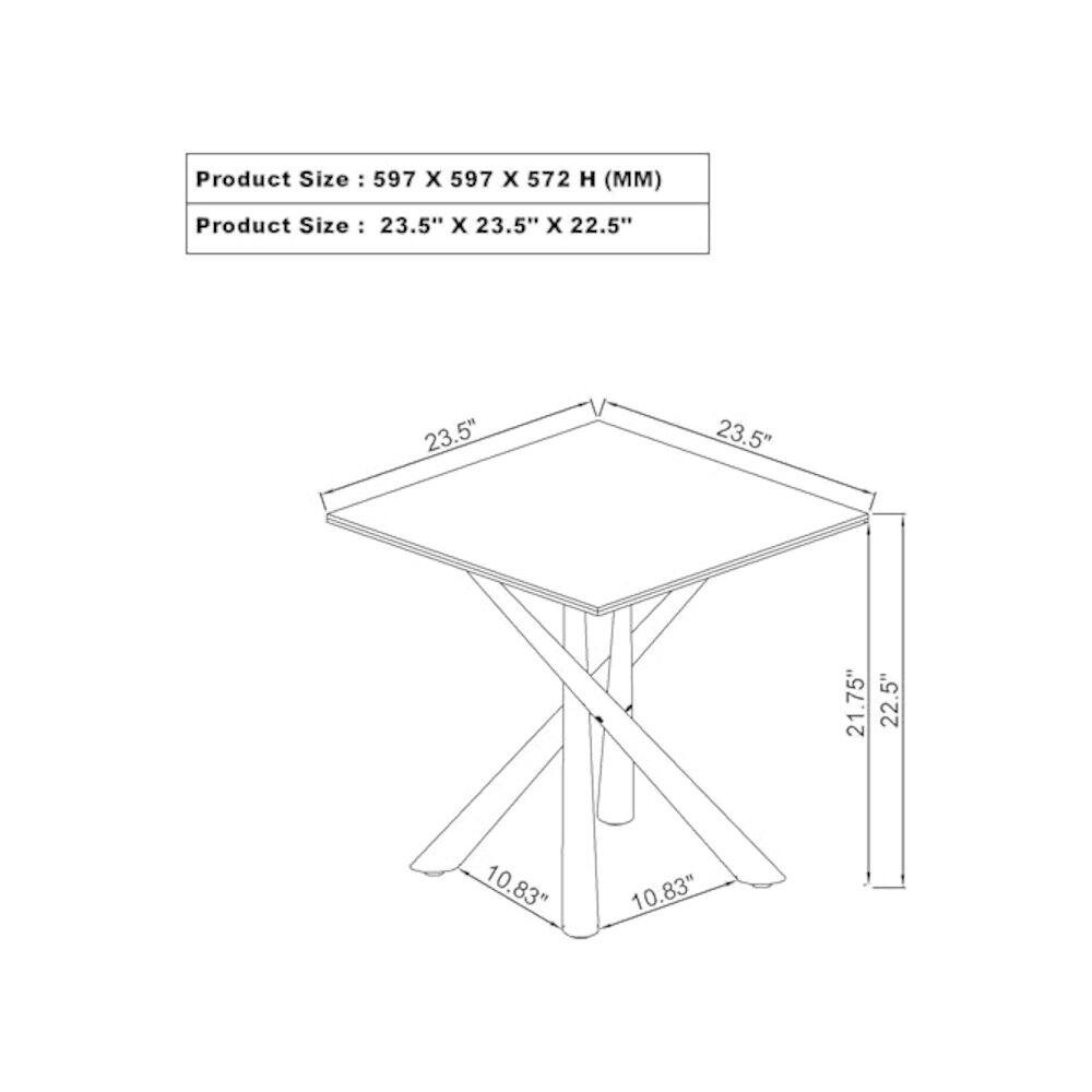 Product Size: 597 x 597 x 572 H (MM)  
Product Size: 23.5" x 23.5" x 22.5"  
23.5"  
23.5"  
21.75"  
22.5"  
10.83"  
10.83"