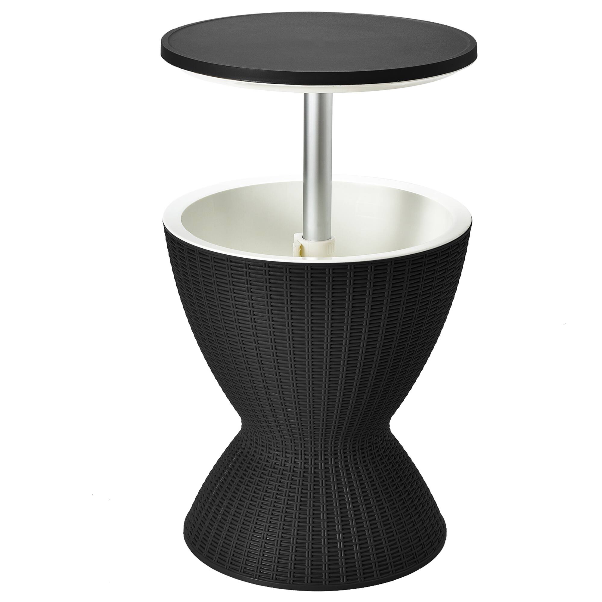 Alt View 9. Gymax - Gymax 8-Gal Patio Ice Cooler Bucket Cool Bar Side Table w/ Retractable Tabletop Black - Black.