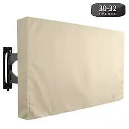 KHOMO GEAR - Outdoor TV Cover 30" x 32" – Weatherproof Protector for Flat Screen TVs - Beige