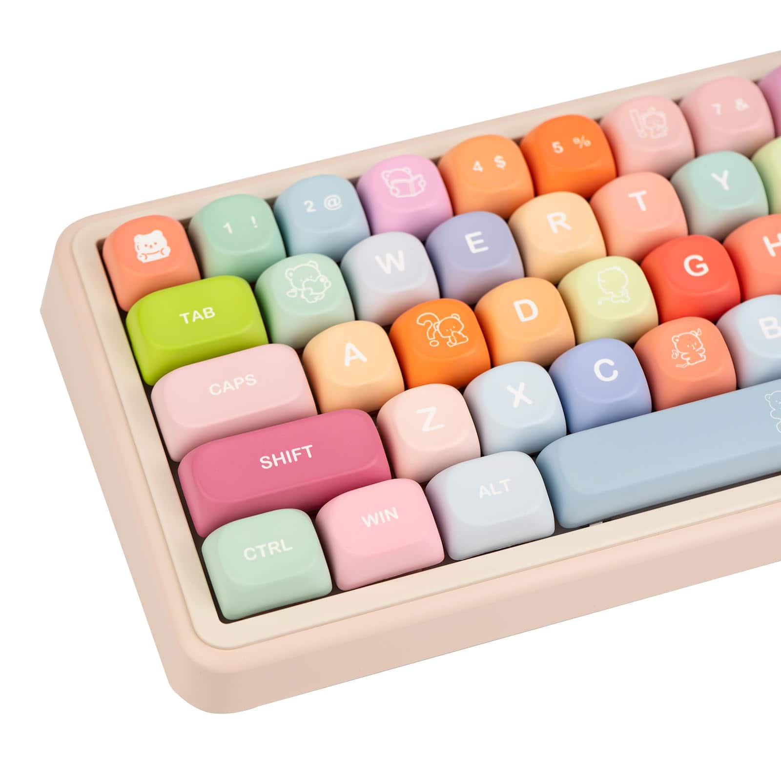 Cedar Assembly - Peach Pbt Keycap Set Moa Profile Dye-sublimation Cute Keycaps For Cherry Gateron Mx Switches Mechanical - Multi-color Bear Keycaps (MOA)