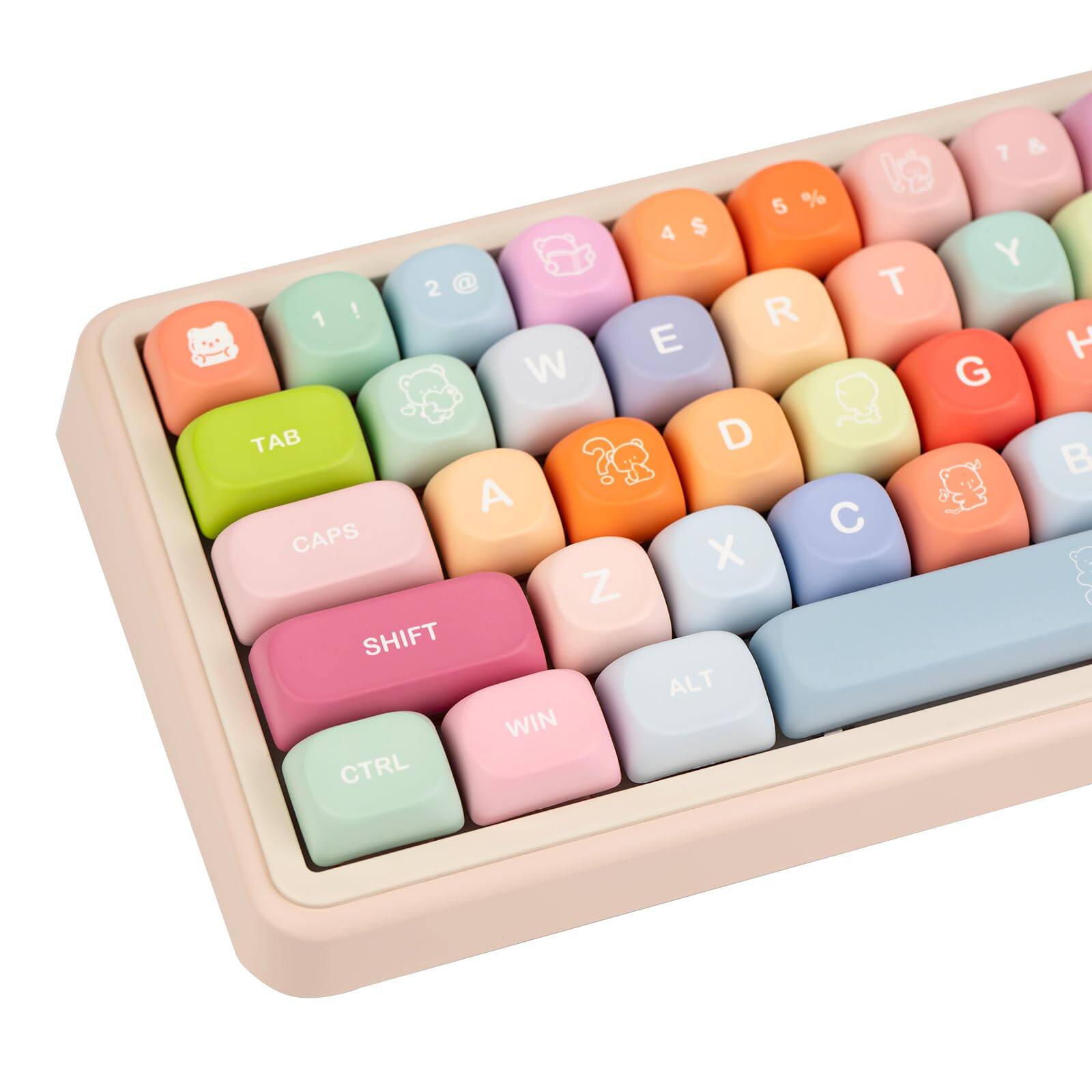 Cedar Assembly - Peach Pbt Keycap Set Moa Profile Dye-sublimation Cute Keycaps For Cherry Gateron Mx Switches Mechanical - Multi-color Bear Keycaps (MOA)
