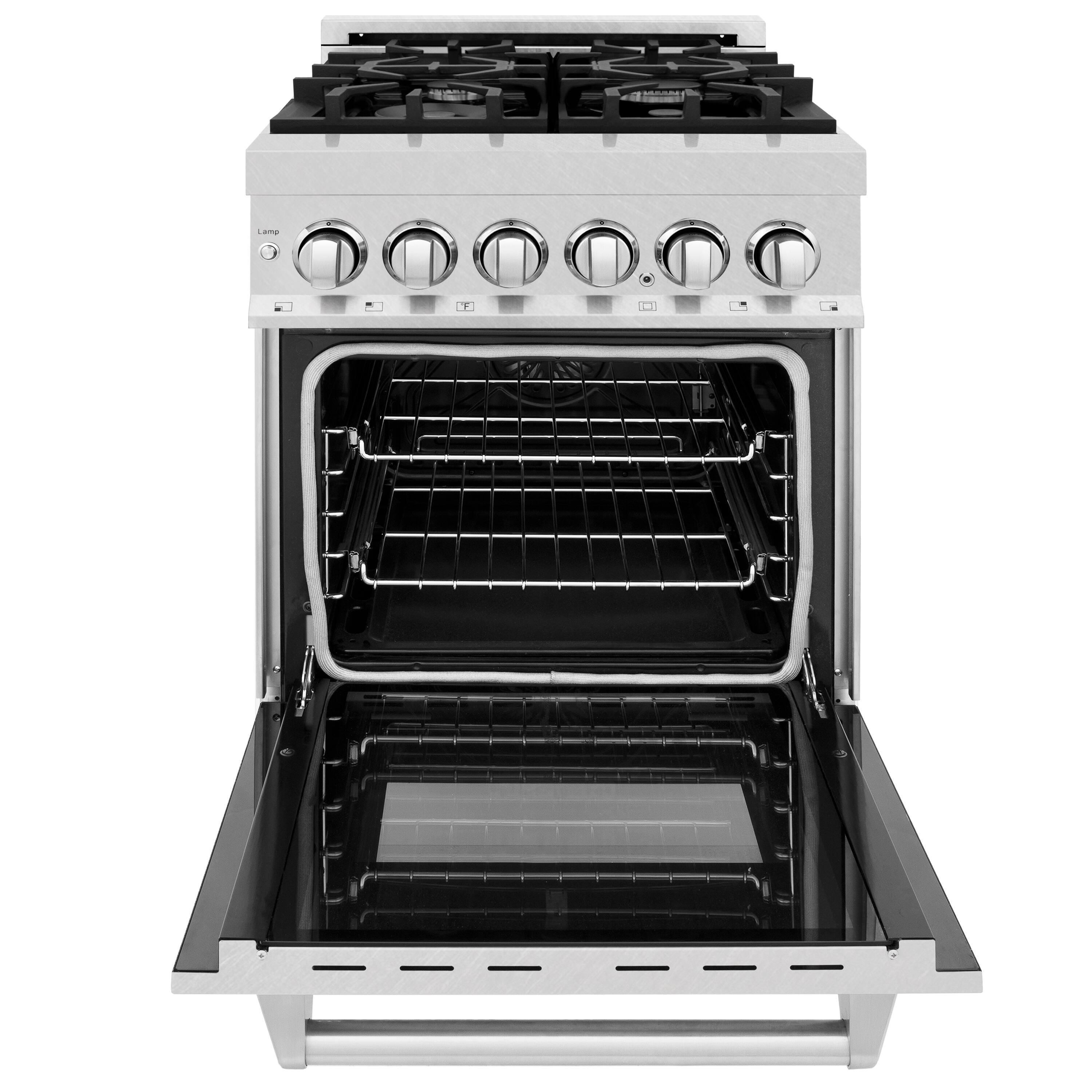 Left. ZLINE - ZLINE 24 in. Legacy Dual Fuel Range w/ 4 Burners & Oven in Satin Stainless Steel (RAS-SN-24) - Satin Stainless Steel.