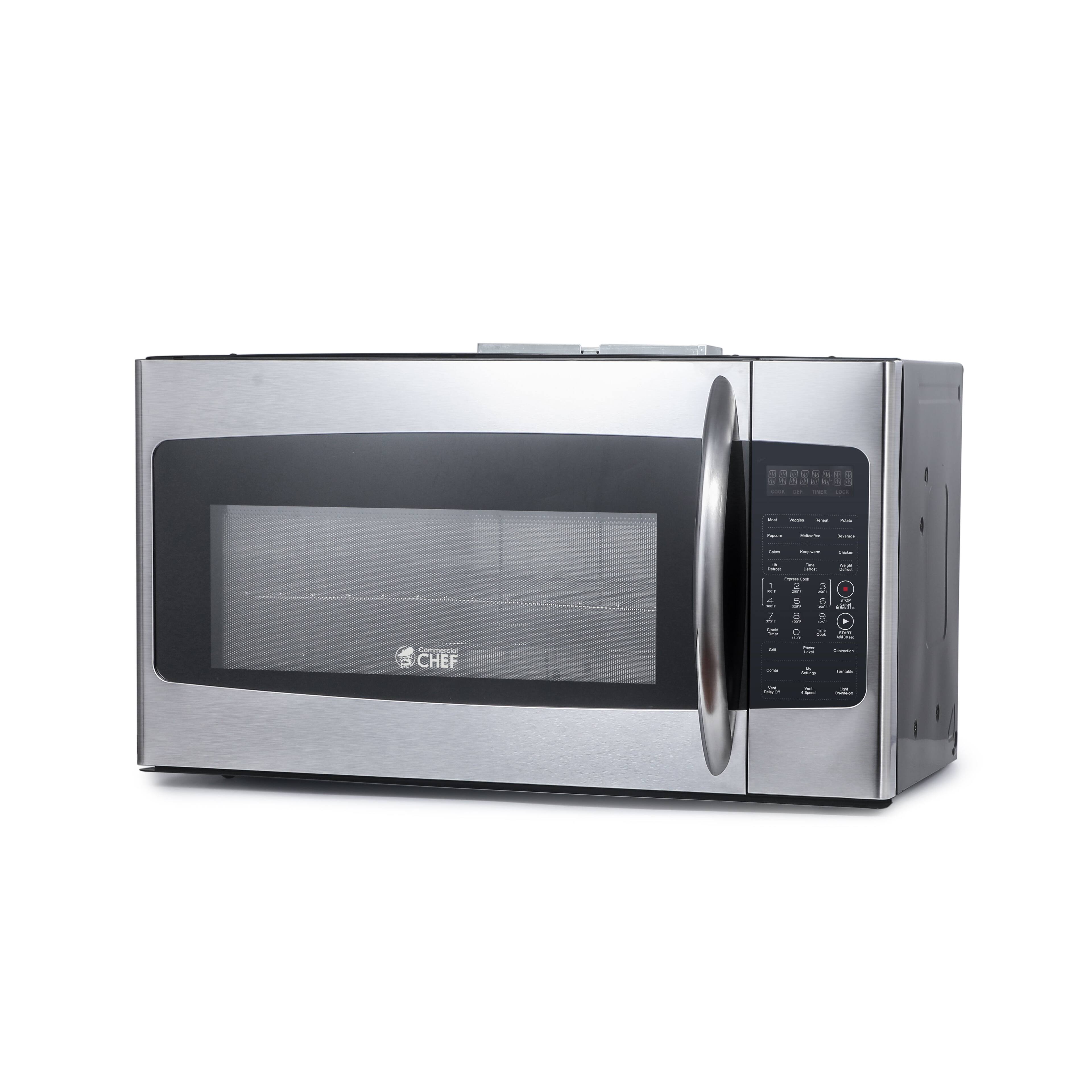 Commercial Chef - 1.7 Cu. Ft. Over-The-Range Convection Microwave Oven, 10 Power Levels, Air Fryer, 300 CFM Hood Fan - Black