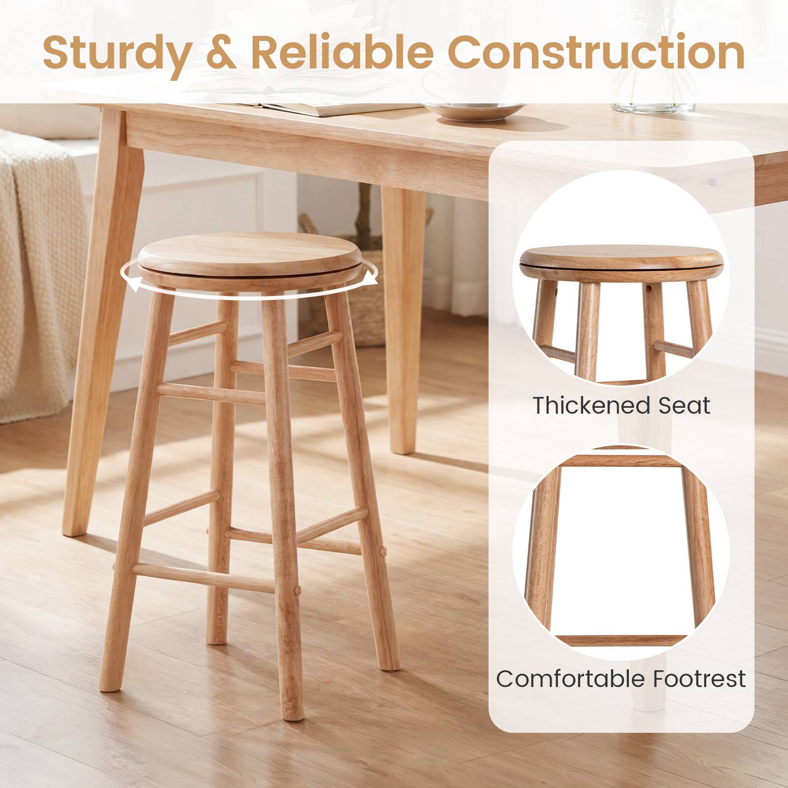 Sturdy & Reliable Construction  
Thickened Seat  
Comfortable Footrest