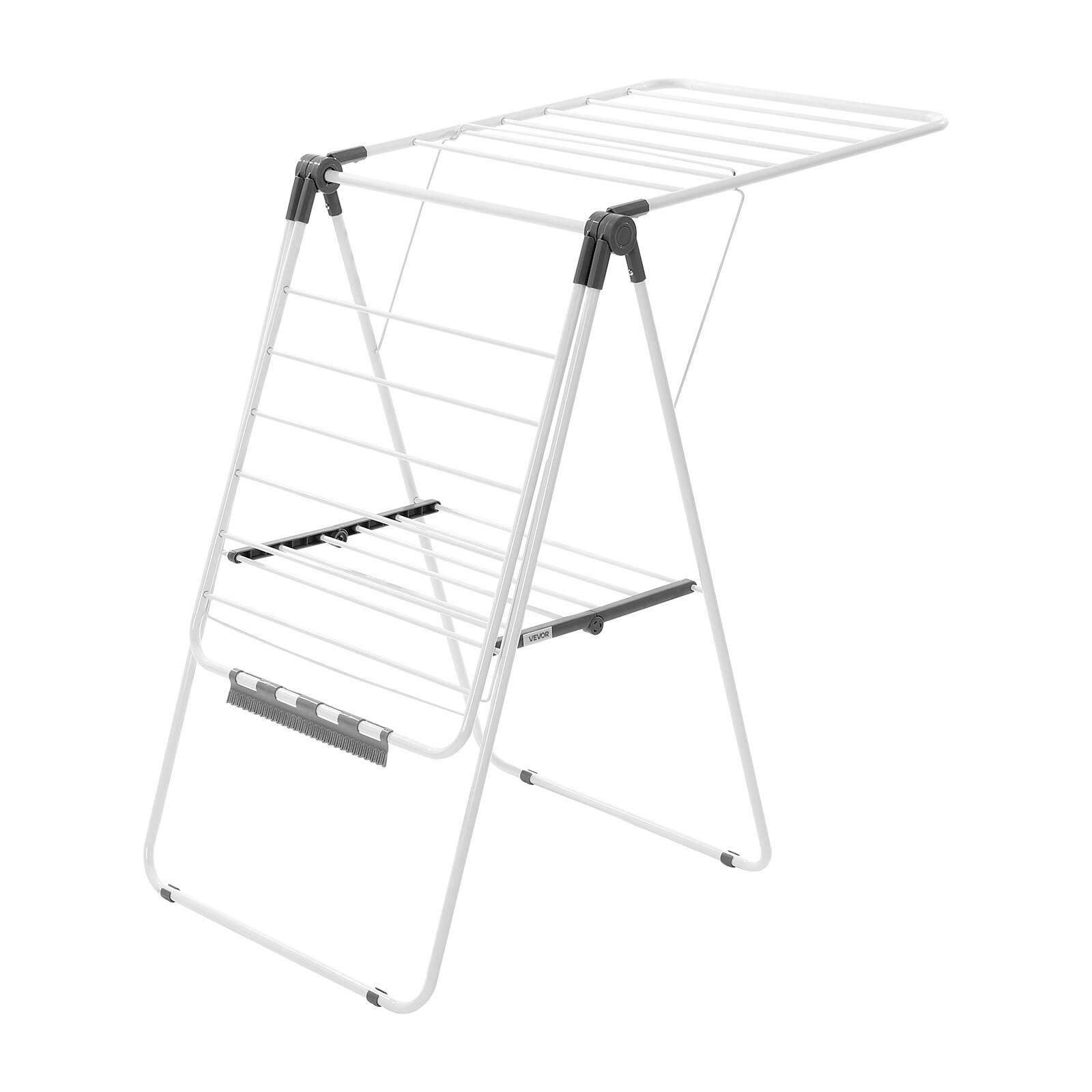 Alt View 5. VEVOR - Clothes Drying Rack, 2-Tier Foldable Laundry Dryer Rack with Sock Clips & 21 Drying Rods - White;Gray.